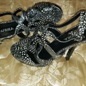 Black and white heels